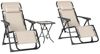 Outsunny Gartenliege mit Teetisch, 2 Stühle, Kopfkissen, aus Metall, 3-TLG. Sonnenliege, 1 St, wetterfest Relaxliege, für Garten, Terrasse, 90 x 56 x 110 cm, Beige Bild 4