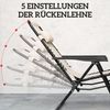 Outsunny Gartenliege mit Teetisch, 2 Stühle, Kopfkissen, aus Metall, 3-TLG. Sonnenliege, 1 St, wetterfest Relaxliege, für Garten, Terrasse, 90 x 56 x 110 cm, Beige Bild 3
