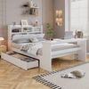 Novelux Jugendbett 140x200 mit Stauraum, Kopfteilregal und Klapptisch – Bettgestell aus Holzwerkstoff & Massivholz in Weiß, Lattenrost inklusive, FSC Bild 5