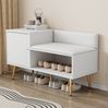 Weiß Gold Schuhbank Mit Stauraum Sitzbank Schuhschrank Flurbank 100cm Breit Mit Polsterung Kunstleder Metallbeine Gold Schuhbank Mit Schublade Stauraum Für Schuhe Spielzeug Robusta Konstruktion 80kg Tragkraft Bodenfreiheit Für Staubsaugerrobot Komforta... Bild 2