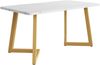 Esstisch 117x68x75 cm moderner Marmor-Küchentisch, Weiß/Gold, Metallbeine Bild 3