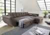Ecksofa groß mit Rutschen-Armlehne Schlaffunktion Bettkasten Couch in Braun Bild 3