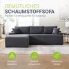 Juskys Sofa Coredo - modernes Cord Sofa mit Ottomane links, gemütliche Couch mit Schaumstoffpolsterung, Cordbezug & Kissen, modular - Dunkelgrau Bild 2