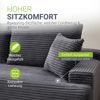 Juskys Sofa Coredo - modernes Cord Sofa mit Ottomane links, gemütliche Couch mit Schaumstoffpolsterung, Cordbezug & Kissen, modular - Dunkelgrau Bild 4