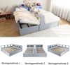 Schlafsofa 90/180 × 200 cm, Ausgestattet Mit Einer Euro-Steckdose Und Mehreren Staufächern, Mit LED-Lichtleiste, Hydraulischem Bettmechanismus, Multifunktionalem Holzbett, Doppelbett, Grau Bild 5