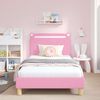 vidaXL Kinderbettgestell mit Kopfteil Rosa 90 x 190 cm Stoff 42011222 Bild 3