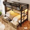Flieks Etagenbett, Metallbett 90x200cm mit Schubladen LED-Beleuchtung Aufbewahrungskorb Bild 2