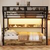 Flieks Etagenbett, Metallbett 90x200cm mit Schubladen LED-Beleuchtung Aufbewahrungskorb Bild 3