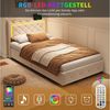 Gdood Stauraumbett Polsterbett Doppelbett LED, Samtstoff (1-tlg, Mit Lattenrost und Ladefunktion, Leinenmaterial Polsterbett), Modernes Jugendbett, Leises Design Bett, Max. Belastbarkeit 350 kg Bild 4