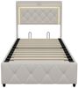 Gdood Stauraumbett Polsterbett Doppelbett LED, Samtstoff (1-tlg, Mit Lattenrost und Ladefunktion, Leinenmaterial Polsterbett), Modernes Jugendbett, Leises Design Bett, Max. Belastbarkeit 350 kg Bild 2