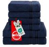Hammetex 6 teiliges Handtuch Set, 100% Baumwolle Weich Saugstark Qualität Handtücher Set, 2 Badetücher 70x140 cm, 4 Handtücher 50x100 cm, Dunkelblau Bild 3