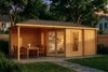 Alpholz 5-Eck Gartenhaus Liwa mit Anbau Gartenhaus aus Holz in Pinie Holzhaus mit 40 mm Wandstärke inklusive Terrasse Blockbohlenhaus mit Montagematerial Bild 3