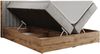 Boxspringbett mit dekorativem Kopfteil und zwei Bettkästen, Eiche Holzrahmen - ALBERO 4 - 120x200 cm - Hellgrau Velours - H4 Bild 5