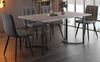 Merax Essgruppe (5-tlg), Esstisch mit 4 Stühlen Set, Moderner Küchentisch Set , 140×80cm Küchentisch mit Schwarz Metallbeinen, MDF Tischplatte in Grau, Dunkelgrau Leinen Esszimmerstühle Bild 2