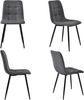Merax Essgruppe (5-tlg), Esstisch mit 4 Stühlen Set, Moderner Küchentisch Set , 140×80cm Küchentisch mit Schwarz Metallbeinen, MDF Tischplatte in Grau, Dunkelgrau Leinen Esszimmerstühle Bild 5