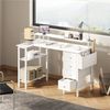 Yaheetech Schreibtisch L-förmiger Computertisch 120/140cm (B), mit Monitorhalterung & Steckdose & 4 Schubladen & Aufbewahrungstasche Bild 3