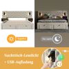 Merax Polsterbett Doppelbett 160×200 cm Schlafzimmer Komplett Set, mit 2 Nachttischen und 4 Schubladen, Kopfteil Leselicht mit USB Ladefunktion, Beige, Samt Bild 5