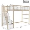 Merax Hochbett Etagenbett für Kinder 90*200 mit Treppe, Kinderbett aus Massivholz mit Sicherheitsgeländer, Stern- und Monddekoration, Holzfarbe Bild 4