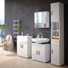 Badmöbel-Set Irma Weiß Hochglanz 4 Teile, mit Hochschrank und Kommode Vicco Bild 4
