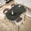 Bartisch Melamik in Keramikoptik, oval und modern, schwarz-grau, 140 x 80 cm, pflegeleicht Bild 3