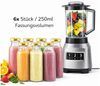 Jungengel Trinkflasche 6'er Set Glasflaschen Saftflasche Smoothie Flasche Deckel, 250ml Fassungsvolumen, Wiederverwendbar, Praktische Größe Bild 5