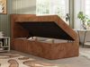 TILIO Jugendbett 90x200 mit Bettkasten - Boxspringbett mit 7-Zonen-Taschenfederkernmatratze, hohes Kopfteil, Einzelbett mit Stauraum - Orange Cordstoff - H4 - Links Bild 3
