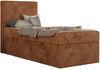 TILIO Jugendbett 90x200 mit Bettkasten - Boxspringbett mit 7-Zonen-Taschenfederkernmatratze, hohes Kopfteil, Einzelbett mit Stauraum - Orange Cordstoff - H4 - Links Bild 4