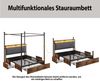 Himmelbett Metallbett Smart Bett LED Licht USB Ladefunktion Stauraum 140x190 cm,Schwarz & Holzoptik Bild 4