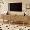 TV-Schrank 175 x 38 x 45 cm mit Schiebetür – TV-Möbel aus MDF in Holzmaserung mit Stauraum Bild 5