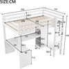 Hochbett 140x200 mit Multifunktionsregalen, Unterbettschreibtisch, LED-Licht und USB, Weiß Bild 5