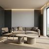 Couchtisch Ysa Ø80 cm Greige - Moderner Sofatisch mit MDF-Platte & Holzfuß Bild 3