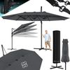 KESSER® Sonnenschirm Doppelsonnenschirm 4,6m x 2,7m | Ampelschirm Abdeckung & Windsicherung mit Kurbel & Ständer | Kurbelschirm Aluminium wasserabweisend | Neigbar Kippbar 360° Drehbar Anthrazit, Ohne LED Bild 4