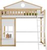Kinderautobett 90x200 cm, mit MDF-Rädern, Kiefernholzrahmen, weiß/natur Bild 5