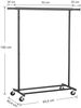 Songmics Schwerlast-Kleiderständer auf Rollen, bis 90 kg belastbar, mit ausziehbarer Kleiderstange, zusammenklappbares Unterteil, Ablage für Boxen, Stahl schwarz, (92-132) x 45,4 x 160 cm Bild 5