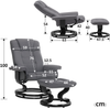 M MCombo Relaxsessel mit Hocker, 360°drehbarer Fernsehsessel mit Liegefunktion, bis 120 Kg belastbarer TV-Sessel, moderner Ruhesessel für Wohnzimmer, Kunstleder, 9019 (Grau-Mikrofaser) Bild 3