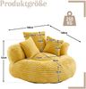 1-Sitzer Sitzsack B 108 x T 108 x H 52 cm aus Cord in Senfgelb Bild 5