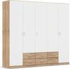 rauch Kleiderschrank, Drehtürenschrank GAMMA, 5-türig, 6 Schubkästen, Alpinweiß/Eiche Sonoma, 226 x 210 x 54 cm Bild 3