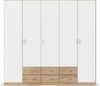 rauch Kleiderschrank, Drehtürenschrank GAMMA, 5-türig, 6 Schubkästen, Alpinweiß/Eiche Sonoma, 226 x 210 x 54 cm Bild 2