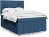 vidaXL Boxspringbett mit Matratze Blau 140x200 cm Stoff 3293997 Bild 1