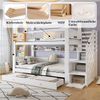 Novelux Etagenbett 90x200 cm mit Treppenschrank und Stauraum – Kiefer/MDF Weiß Natur, 2 Schubladen, Regal, Absturzsicherung, ohne Matratze Bild 3