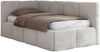 Jugendbett 90x200 ARVO Polsterbett mit Bettkasten, Stauraum & Gasdruckfeder, Modernes Design mit Kopfteil - Hellgrau Plüsch - Links Seite Bild 5