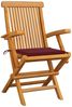 vidaXL Gartenstühle mit Weinroten Kissen 3 Stk. Massivholz Teak 3062523 Bild 2