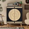 Schuhschrank 76cm×37cm×98.5cm Design kreisrunde Türen Schwarz Natur mehrstufig bis 40 kg Bild 2