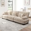 Modulares Ecksofa, 3-Sitzer mit Tiefensitz Chenille Schlafsofa Komfortabel Gepolstert für Wohnzimmer Apartment Studio Büro, Chenille, Hellbraun Bild 3