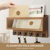 HEYHIPPO Deko-Wandregal Wandmontiertes Lagerregal Massivholz Eingangstür Ablage Schlüsselbrett, Schlüsselhalter Haken Eingangsbereich Umschlag Mail Organizer33×17×9cm, Schlüssel-Organizer für die Wand, Metallhaken × 6 Mail-Organizer Bild 4