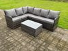 Fimous Hoher Rücken Dunkelgrau gemischt Rattan Ecksofa Set Gartenmöbel Rechteckiger Couchtisch 6 Sitzer Bild 2