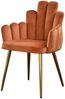 KAWOLA Stuhl FREJA Esszimmerstuhl Velvet orange Fuß gold 86 x 55 x 59 cm Bild 3
