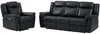 Vente-unique - Couchgarnitur Leder mit elektrischer Relaxfunktion 3+1 - Schwarz - KENNETH Bild 3