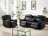 Vente-unique - Couchgarnitur Leder mit elektrischer Relaxfunktion 3+1 - Schwarz - KENNETH Bild 2