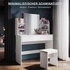 SONNI Schminktisch Schminktisch mit LED-Beleuchtung/ohne LED, weiß, Frisiertisch, weiß, Frisiertisch mit Spiegel 1080x400x1400mm Bild 2